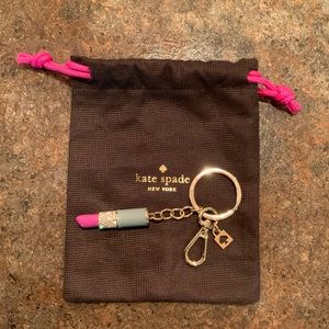 Never used Kate Spade Lipstick Rhinestone keychain FOB charm lobster clasp pull
